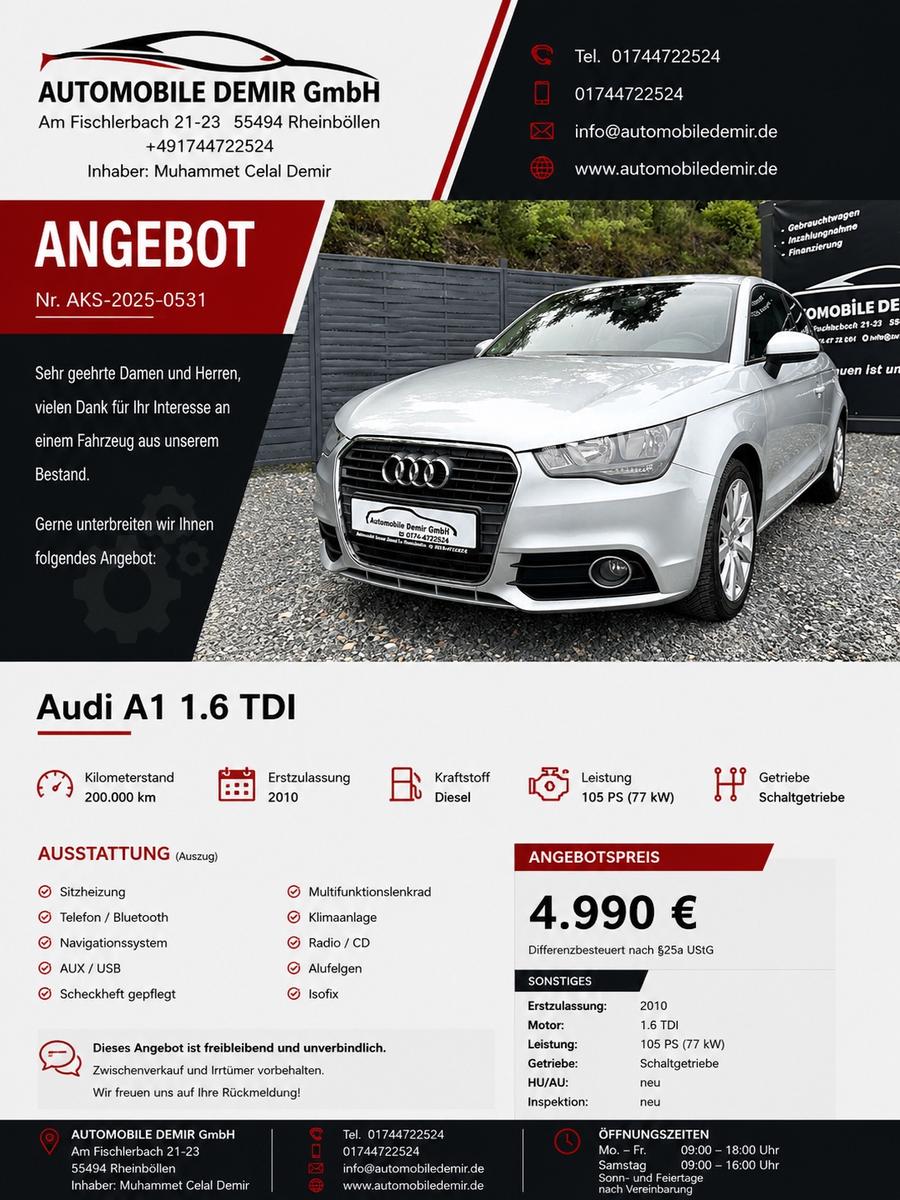 Audi A1 Attraction/SHZ/BT/ALU/NAVI/AUX/S.HEFT/
