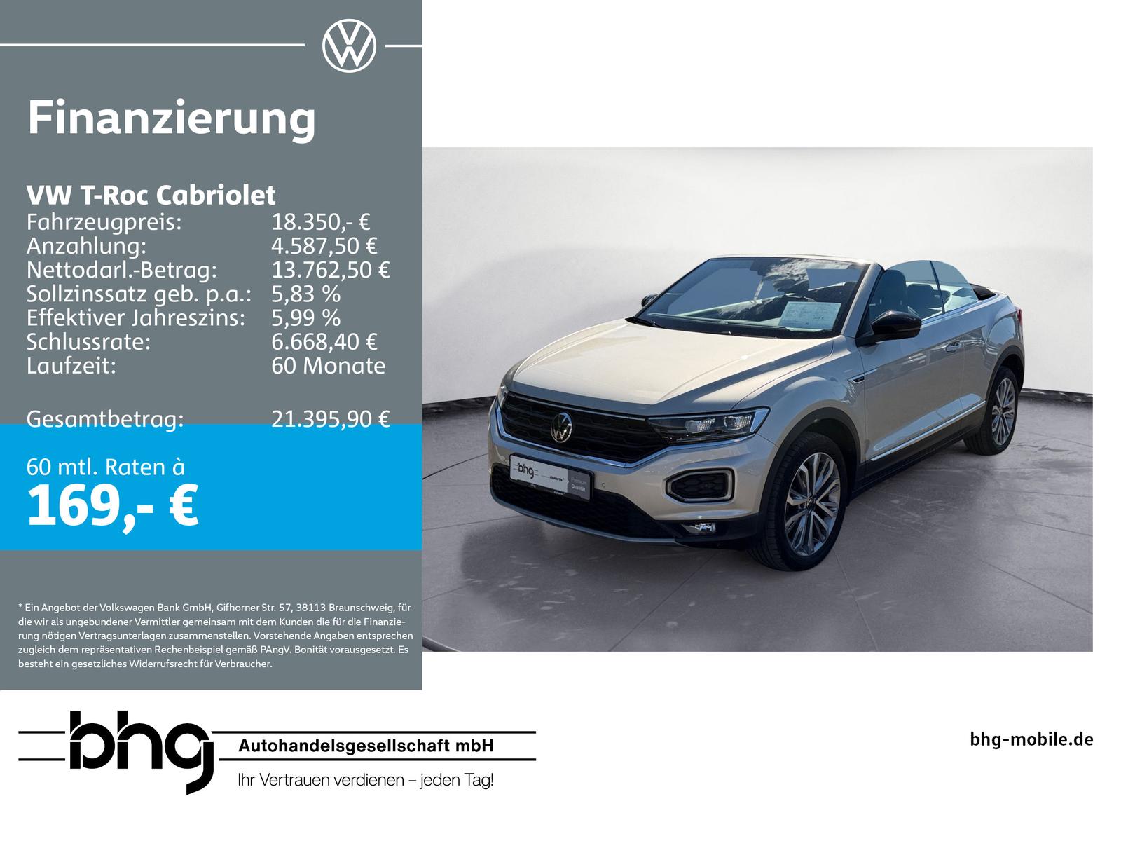 Volkswagen T-Roc Cabriolet 1.5 TSI Style ACC PDC SHZ LED