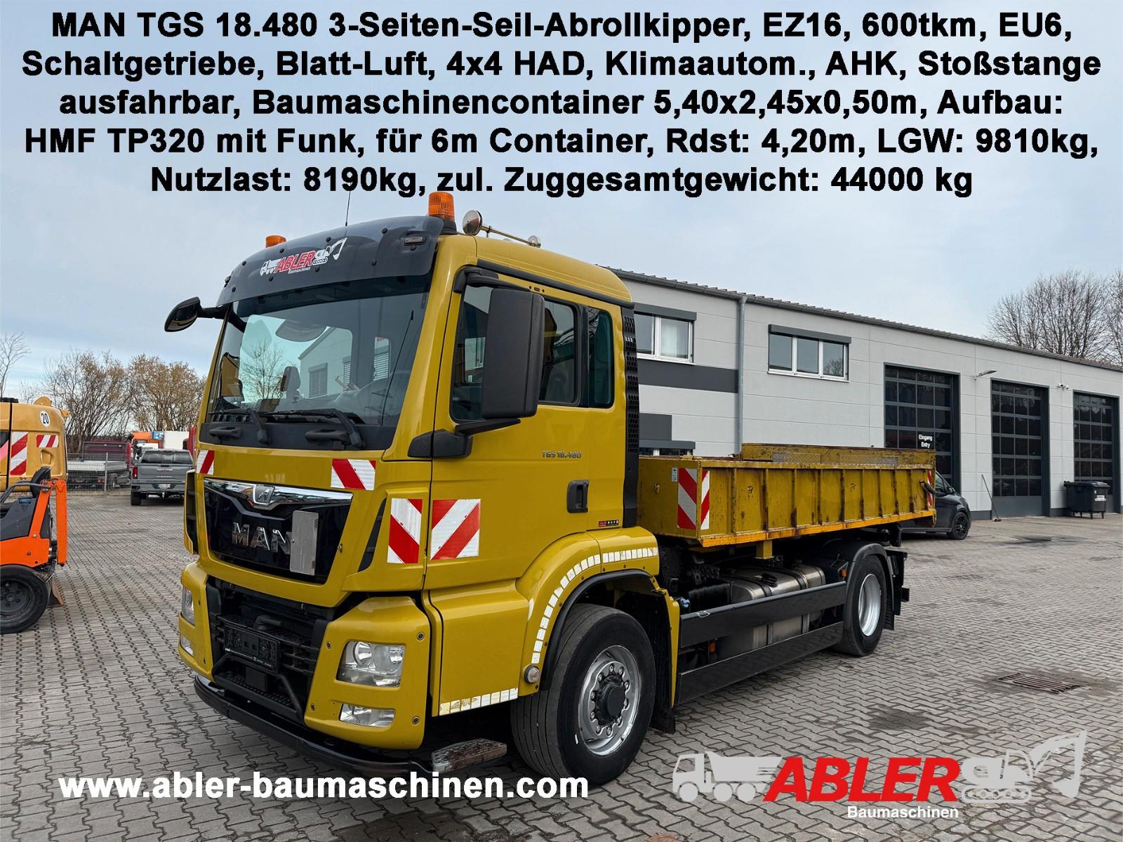 MAN TGS 18.480 3-Seiten-Seil-Abrollkipper 4x4