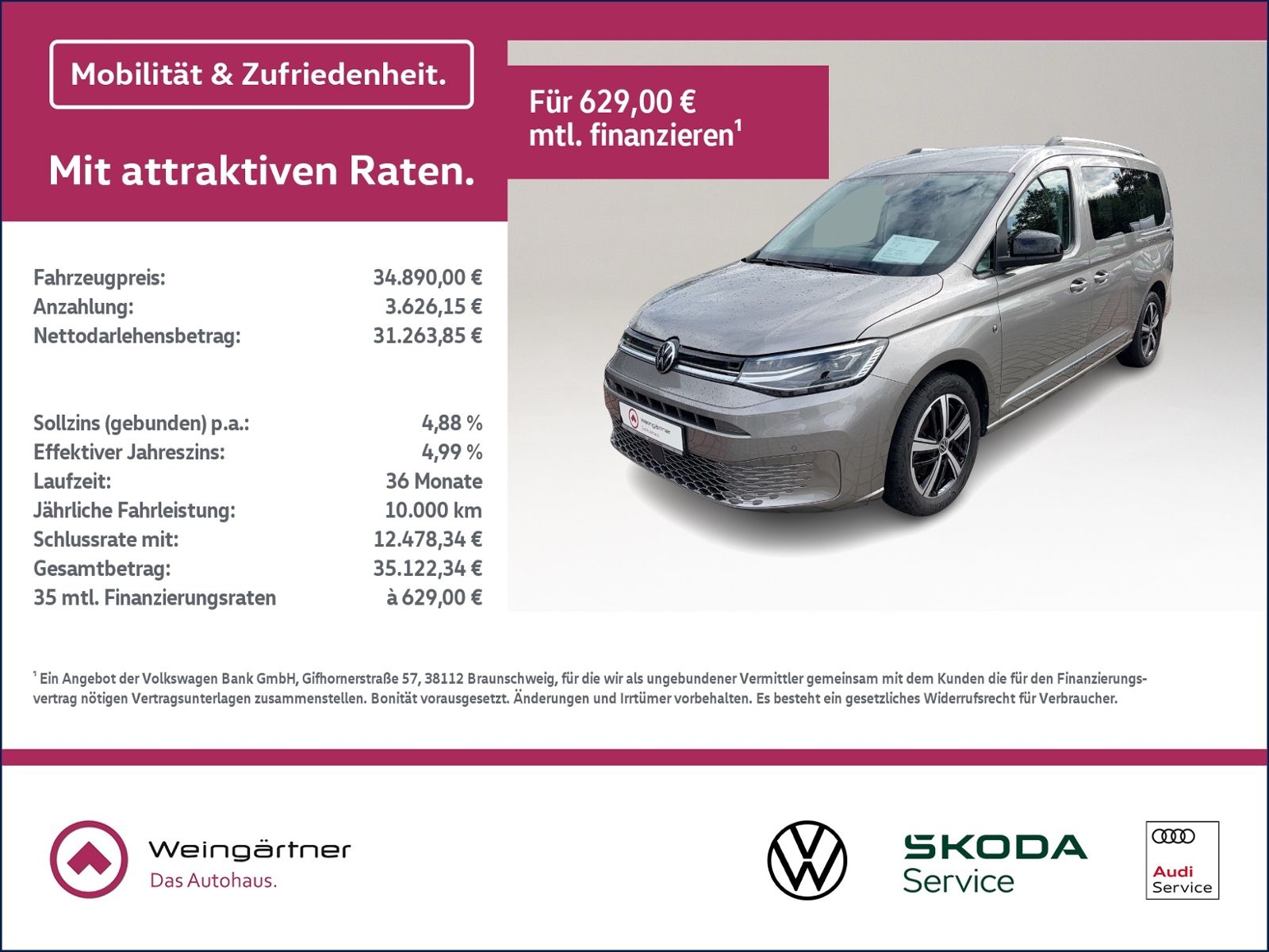 Caddy Maxi 2.0 TDI Style 4Motion, Sitzhzg, AppCo
