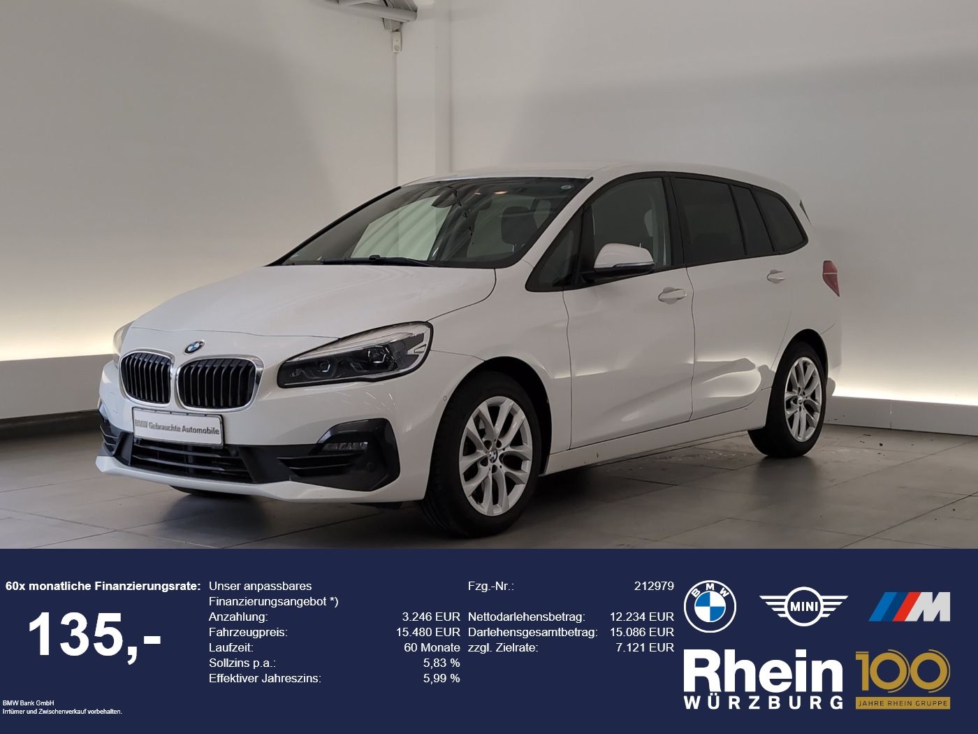 BMW 218d Gran Tourer Navi/LED/SHZ/PDCvo+hi Navi/LED/
