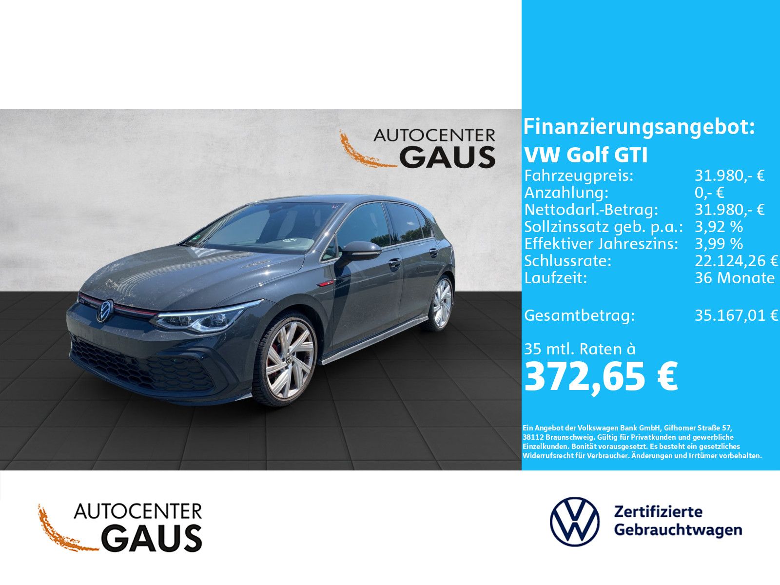 Golf VIII GTI 2.0 TSI DSG AHK*Navi*LED*Kamera