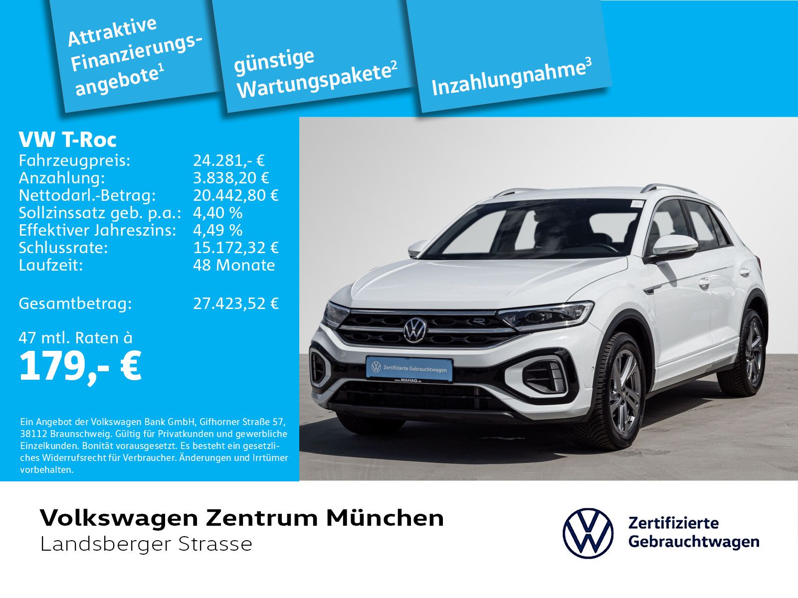 Volkswagen T-Roc 1.0 TSI R-Line AHK ACC LED+ 17" DAB+ 6-Gan