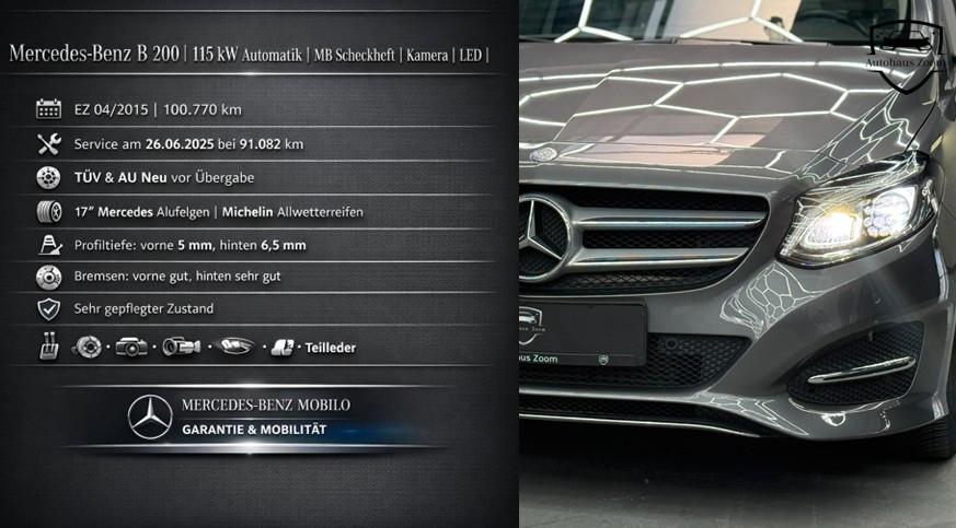 Mercedes-Benz B 200 AUTOMATIK*KAMERA*2.HAND*MB SCHECKHEFT*LED
