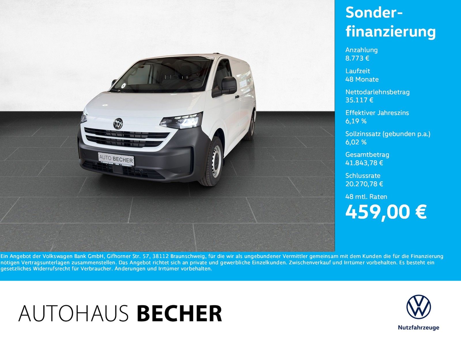 Volkswagen T7 Transporter Kasten 2.0 TDI 6-Gang KR /AHK/Car