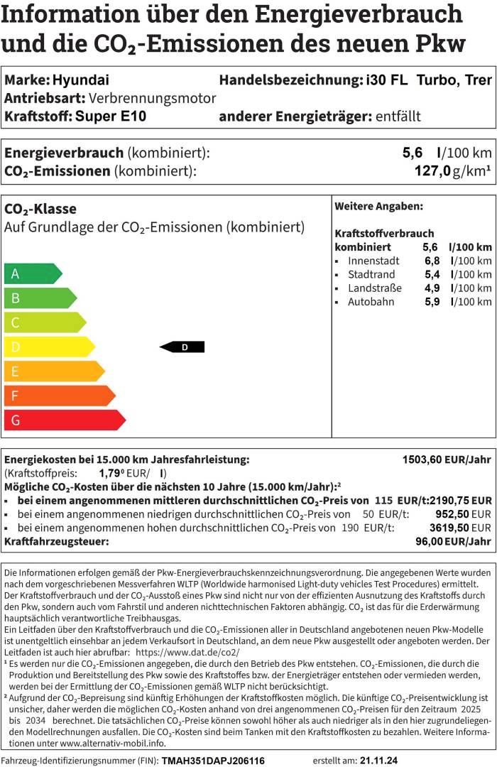 Fahrzeugabbildung Hyundai i30 FL  Turbo, Trend