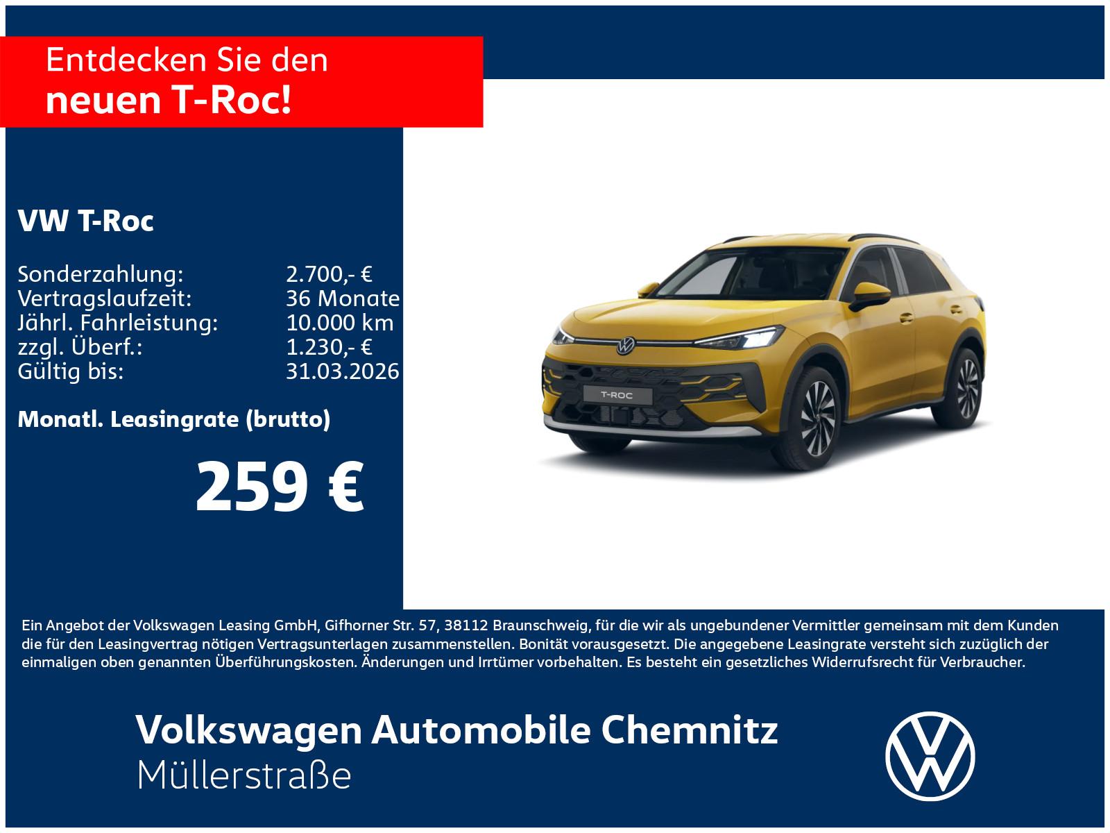 Volkswagen T-Roc Life 1.5 l eTSI 85 kW DSG