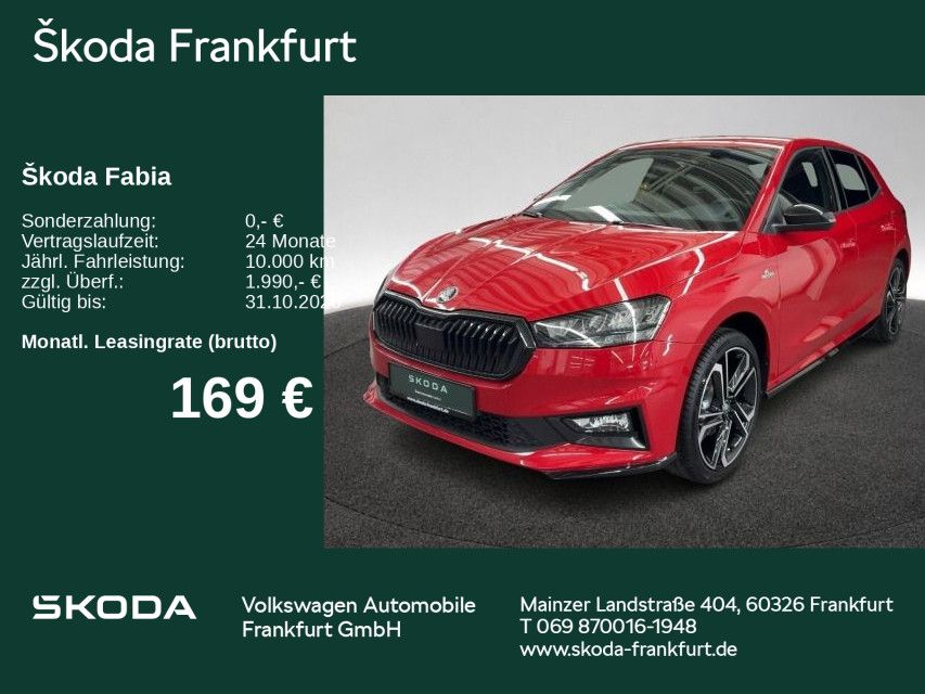 Skoda Fabia Monte Carlo 1,0 TSI DSG Fahrassistenz/ Win
