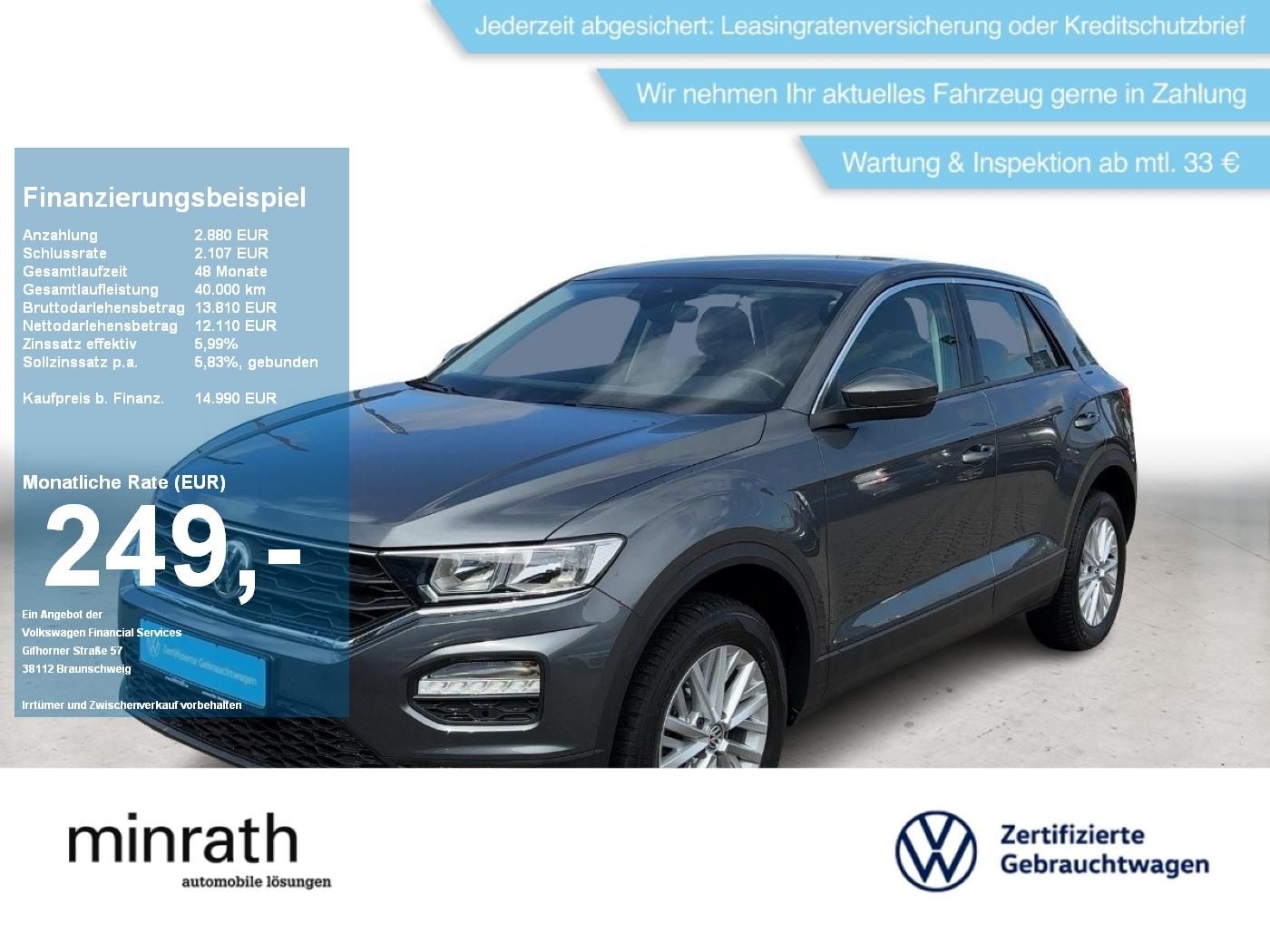 Volkswagen T-Roc 1.0 TSI ACC+LANE+NAVI+BT+USB+SHZ+2xPDC+LM1