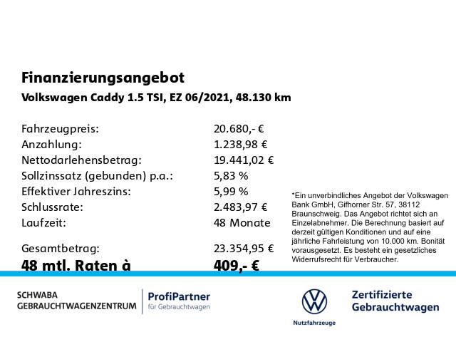 Volkswagen Caddy Kombi 1.5 TSI *APP*PDC*SHZ*KLIMA*ab 289,€, миниатюра 4