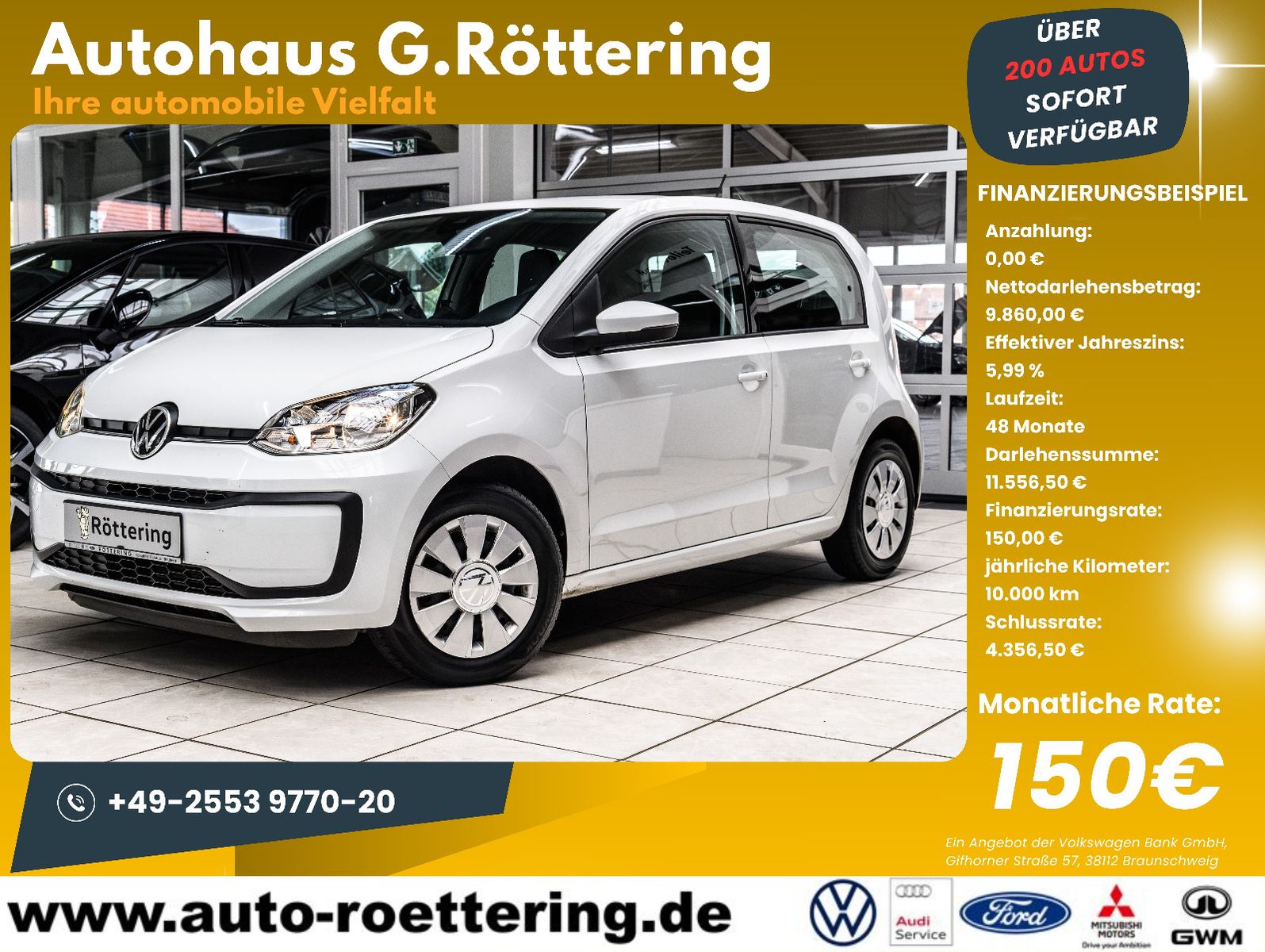 Fahrzeugabbildung Volkswagen up! 1.0l 48kw +4-türig + Maps & More + GJReifen