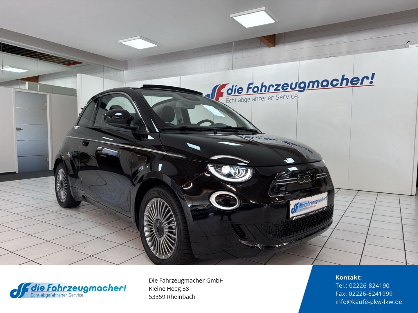Fahrzeugabbildung Fiat 500 e Navi Soundsystem Apple CarPlay Android Au