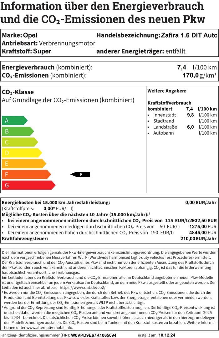 Fahrzeugabbildung Opel Zafira Automatik