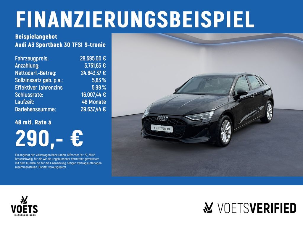 A3 Sportback 30 TFSI S-tronic LED+NAVI+PDC+GRA