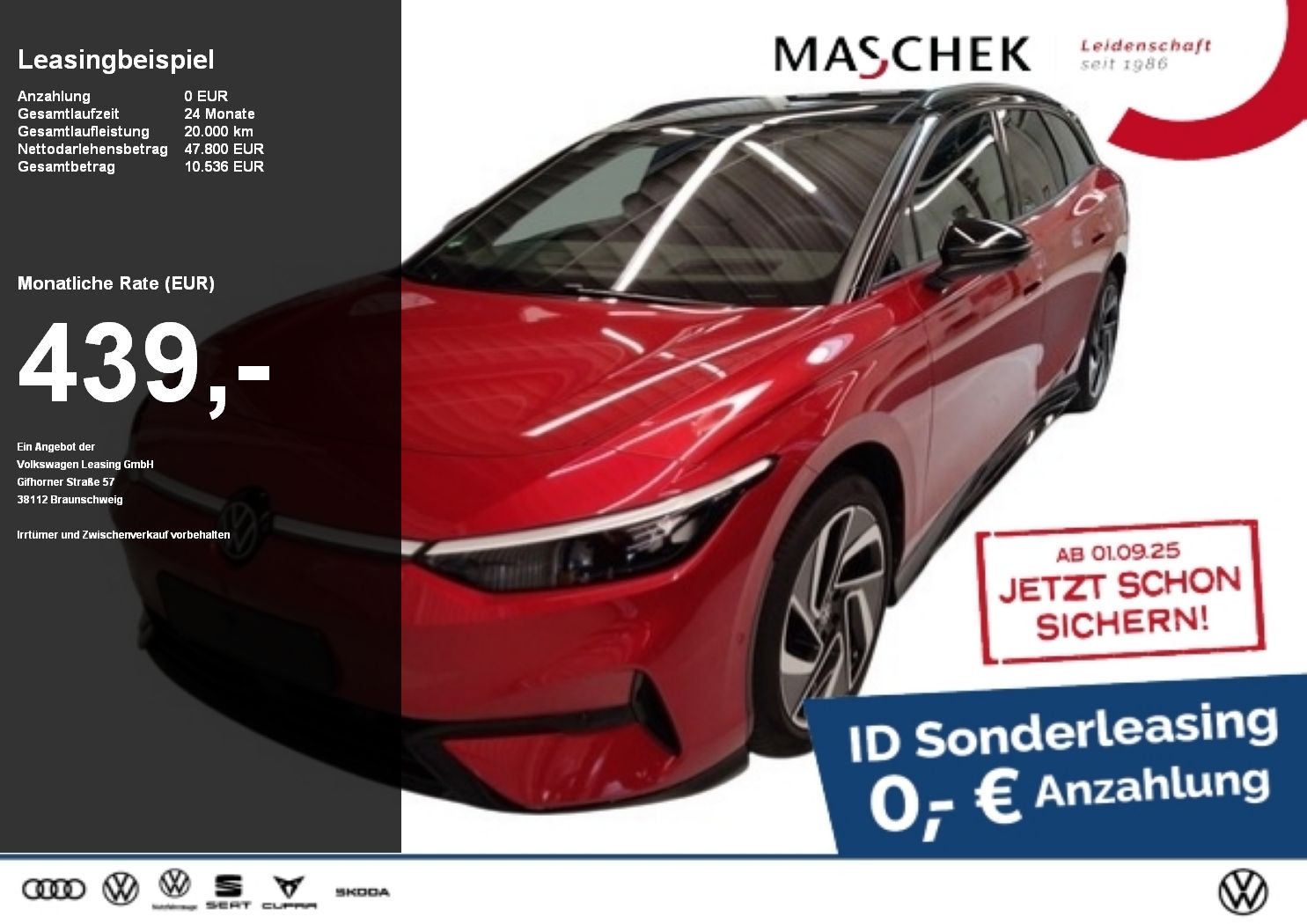 Volkswagen ID.7 Tourer Sonderleasing AHK Navi Anschlussgar