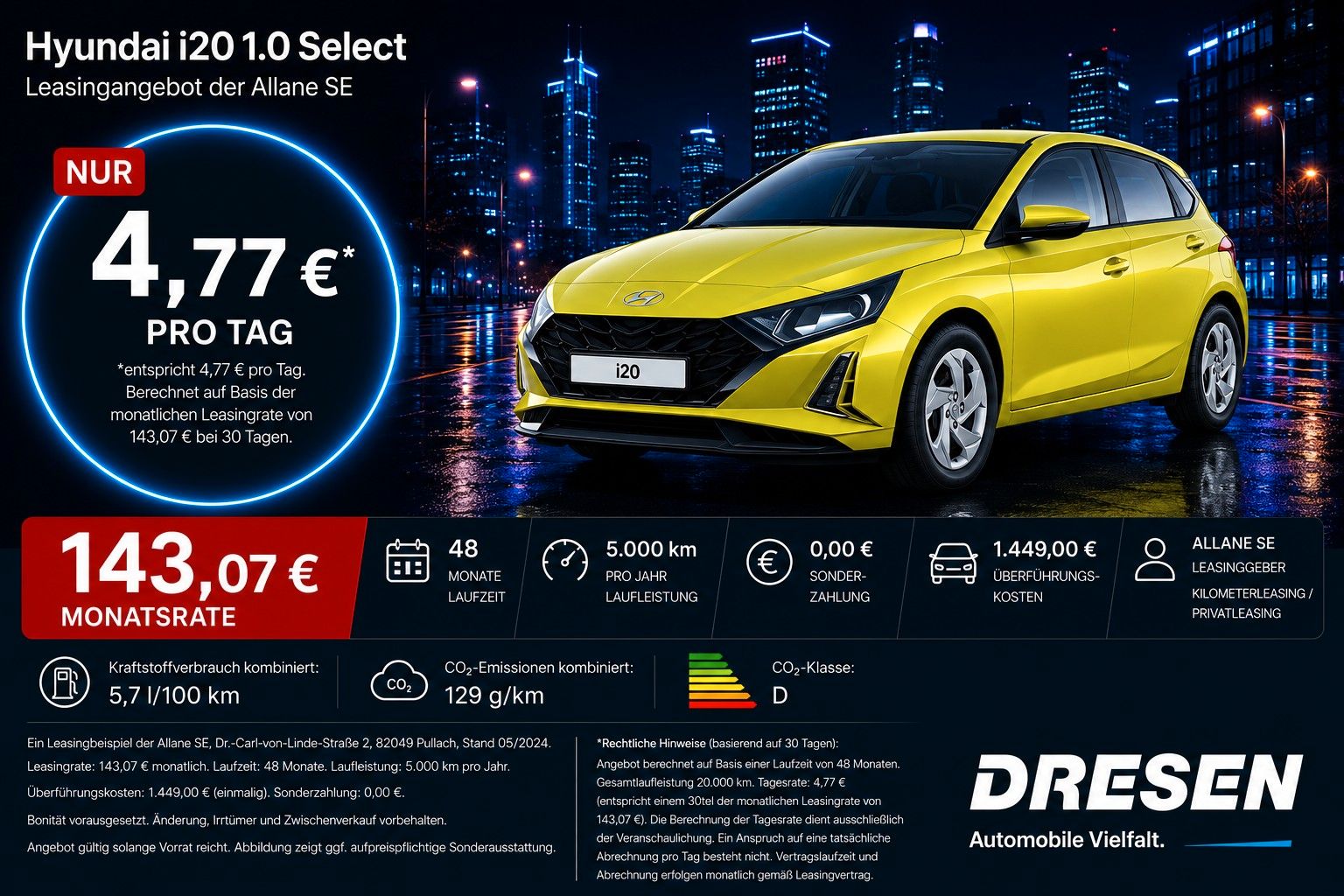 Hyundai i20 1.0 Select I Navi I Rückfahrkamera I Klima I