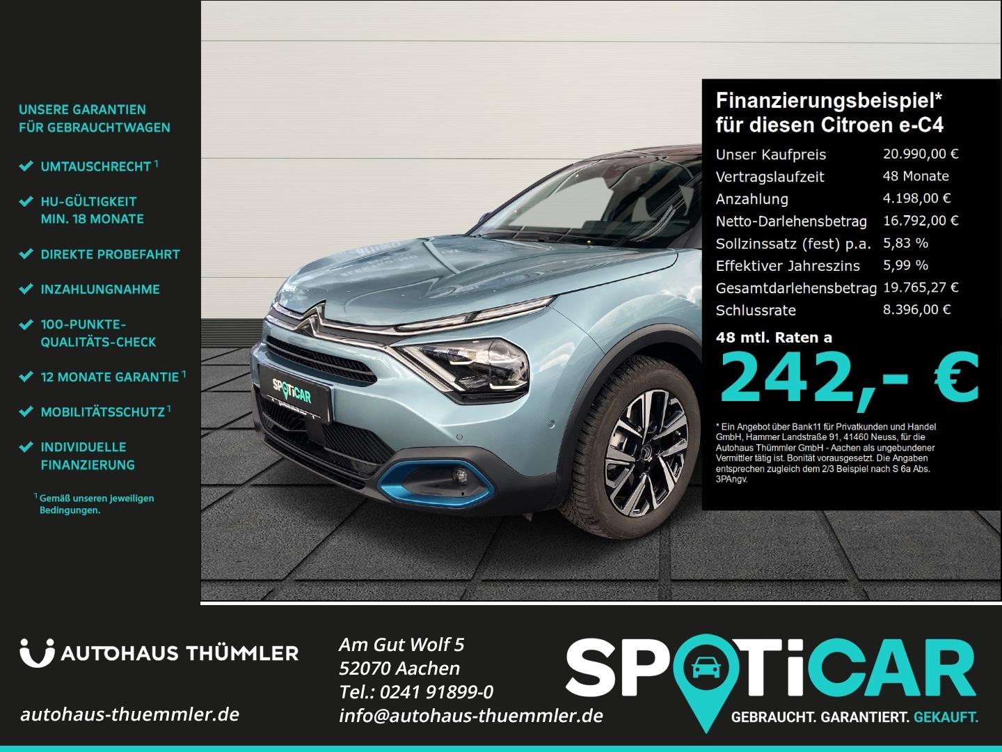 Citroën e-C4 136 Shine incl. Wallbox HUD Navi ALU Winter