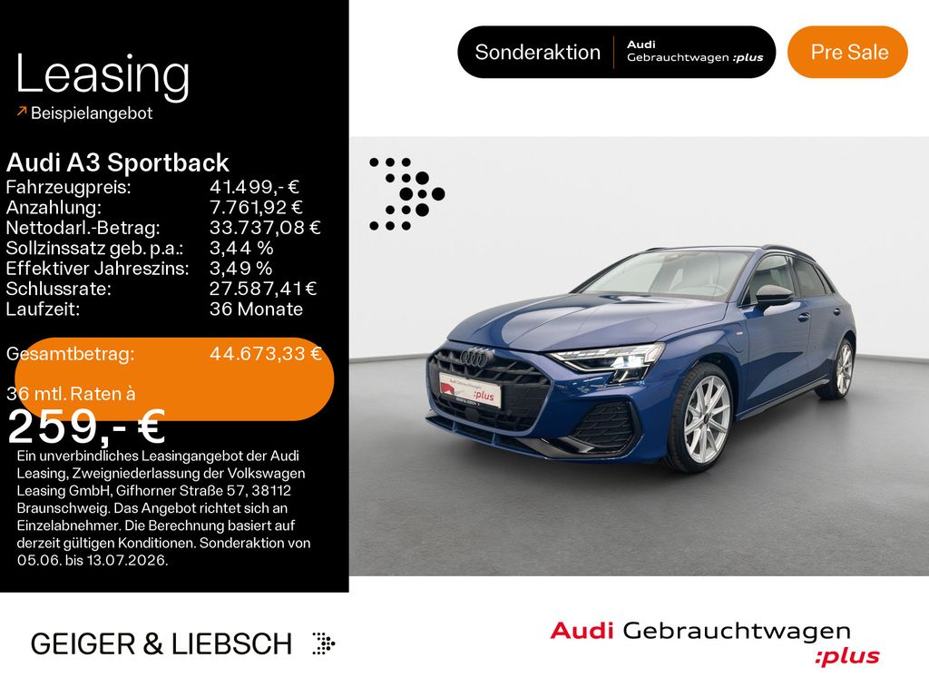 Audi A3 Sportback 40 TFSIe S-LINE*NAVI-PLUS*MATRIX*KA