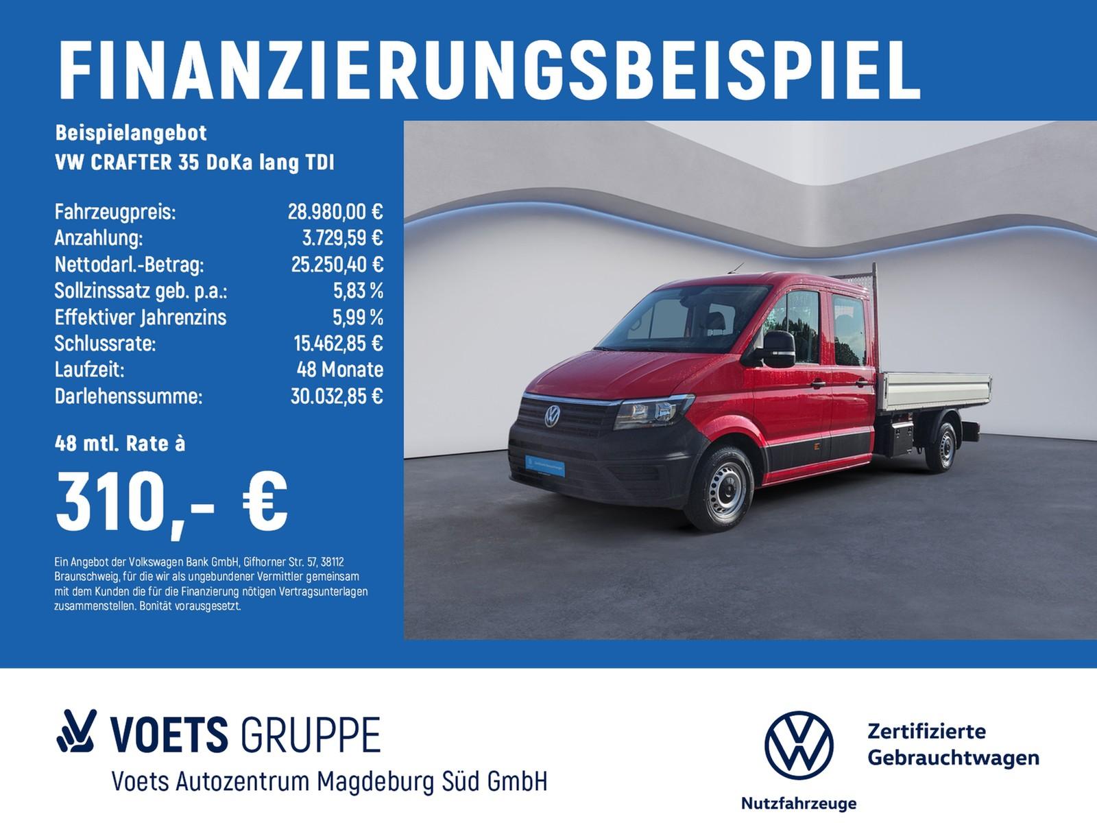 Volkswagen CRAFTER 35 DoKa lang TDI KLIMA+NAVI+GRA+APP CON