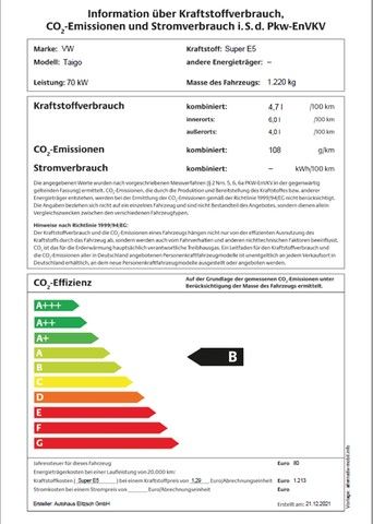 Fahrzeugabbildung Volkswagen Taigo TSI Life LED AID ACC RFK SH LM