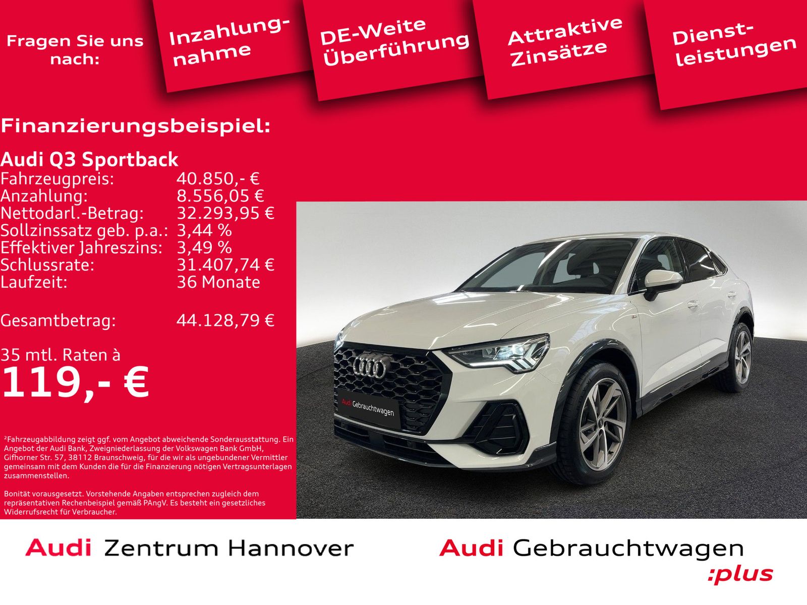 Audi Q3 Sportback S-line 35 TFSI AHK LED ACC Navi vir