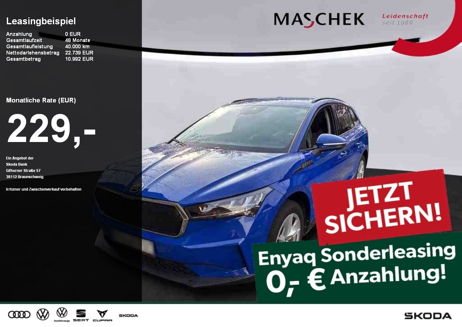Skoda Enyaq 50 *Sonderleasing ohne Anz* Navi RearView