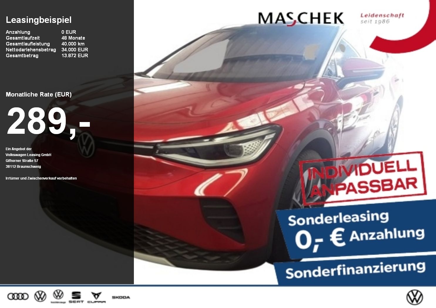 Volkswagen ID.4 Sonderleasing! Anschlussg Navi GRA W-Pumpe