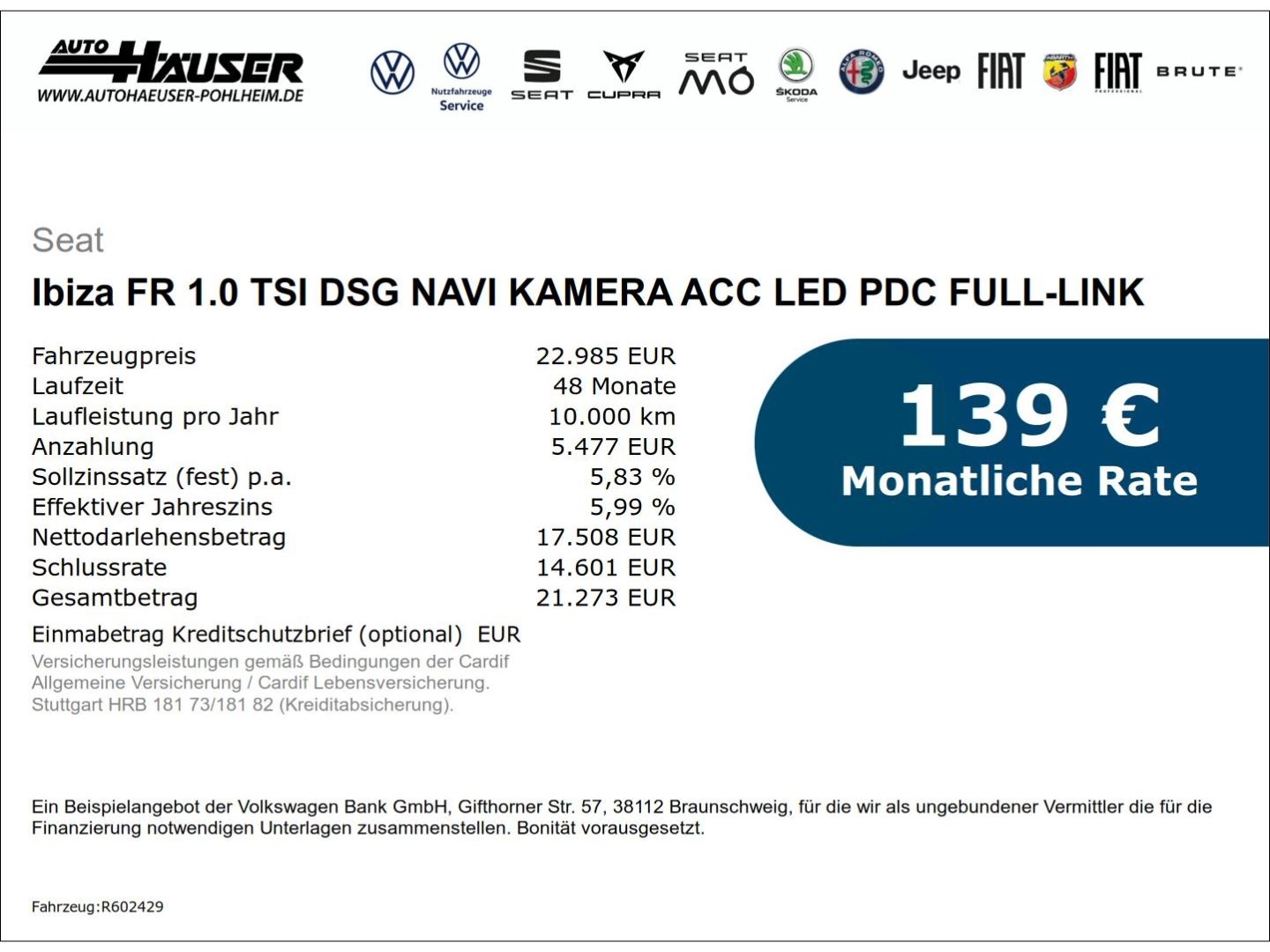 Seat Ibiza FR 1.0 TSI DSG NAVI KAMERA ACC LED PDC FUL imagem 2