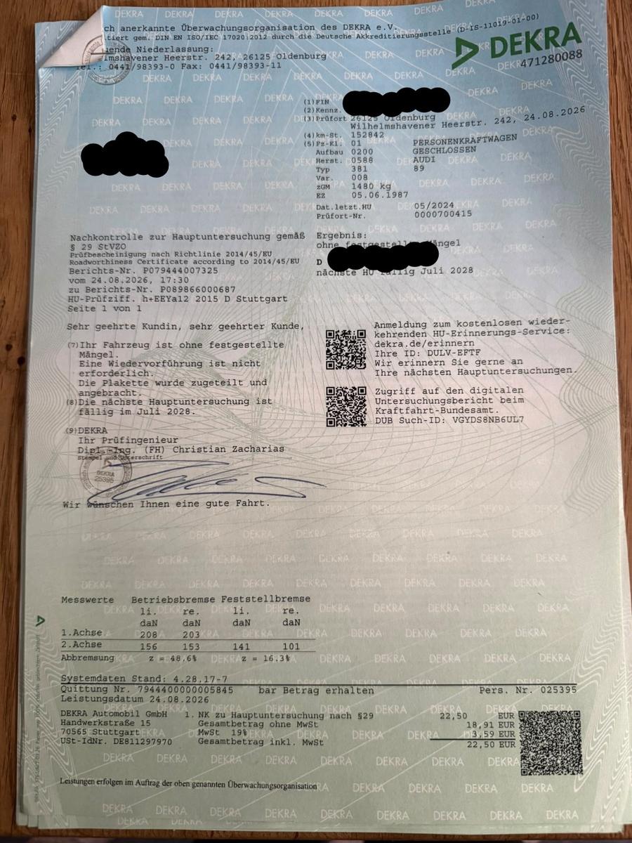 Audi 80 B3 Typ 89 AUTOM. TÜV NEU 