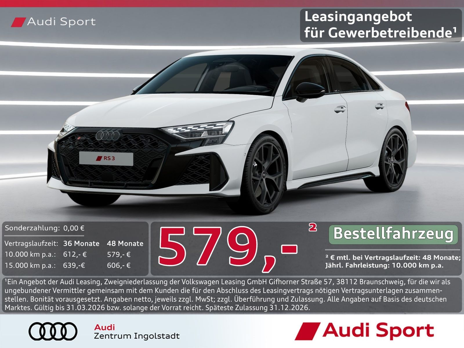 Audi RS3 Limousine qua LED,SPORTFAHRW. UPE 70.180,-