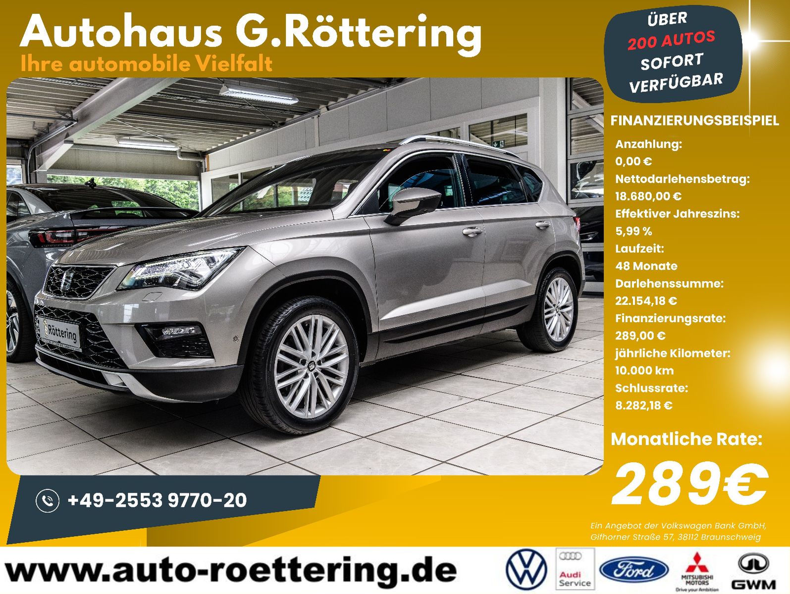 Fahrzeugabbildung SEAT Ateca Xcellence 4Drive +DSG+ Navi + AHK + Kamera