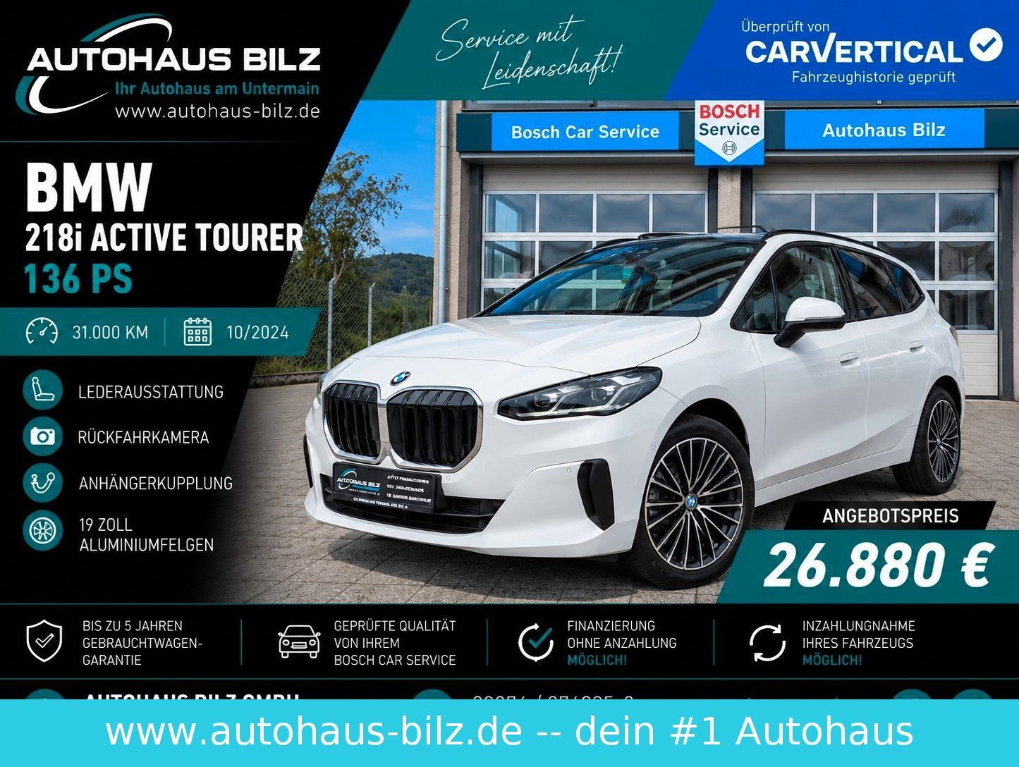 Gebrauchtwagen BMW 218 218 i Active Tourer*AHK*Leder*Kamera*Pano* in Würzburg