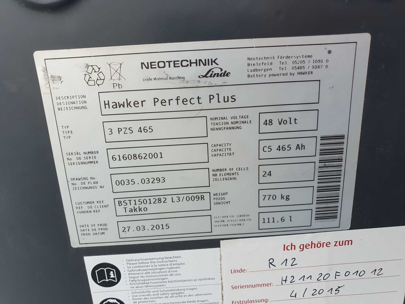 Fahrzeugabbildung Linde R12B-01 / nur 2.394h! / Hubhöhe: 6m / 2015
