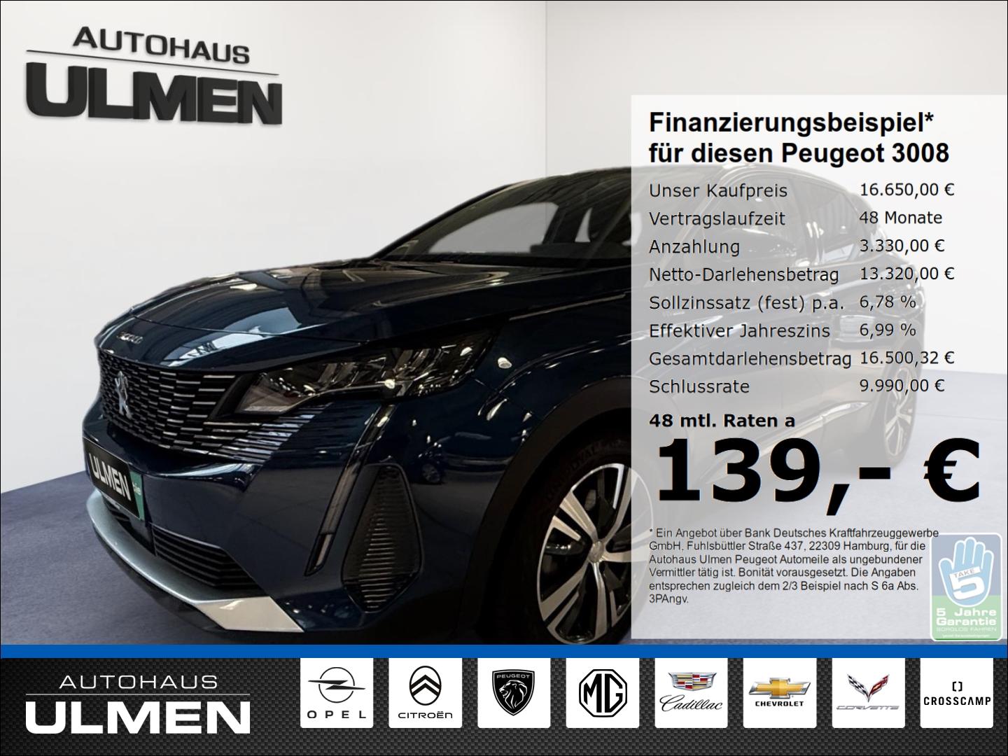 Peugeot 3008 Hybrid 225 Allure Pack Navi Rückfahrkamera