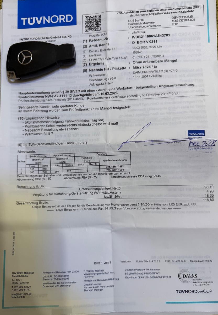 Mercedes-Benz E 220 CDI Limousine Automatik "Elegance"TÜV NEU