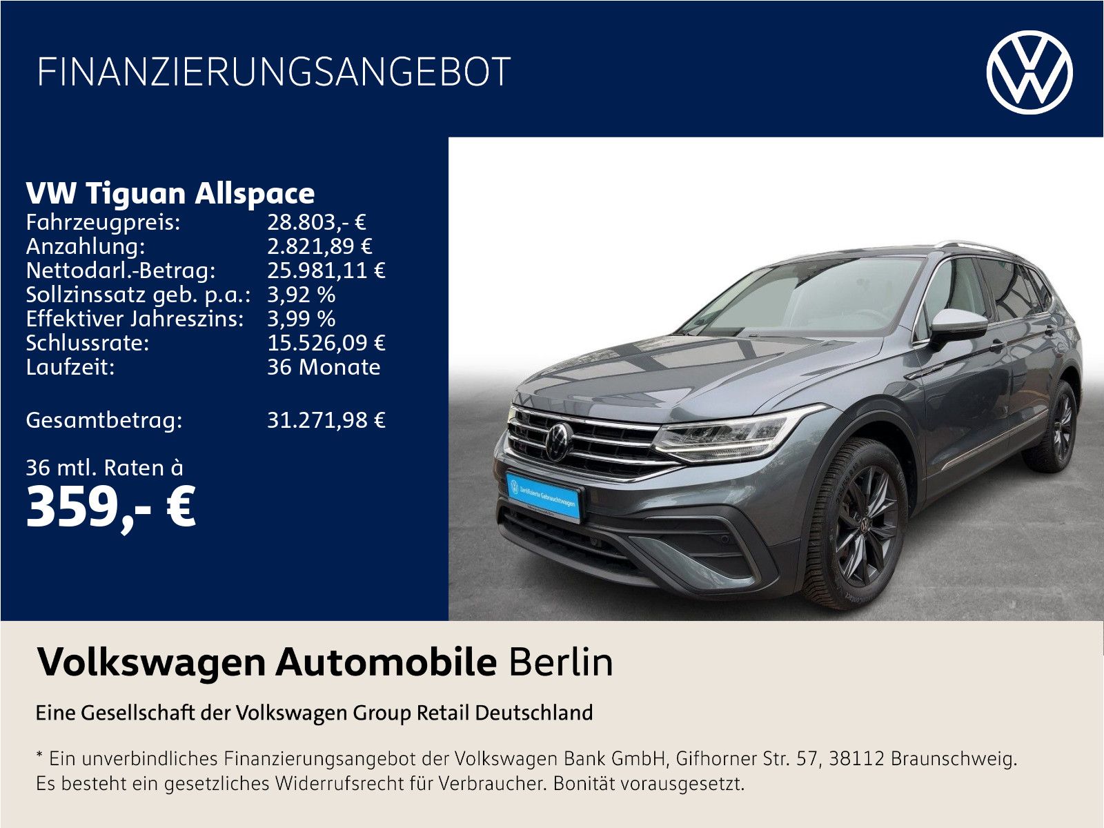 Volkswagen Tiguan Allspace 1.5 TSI DSG Life LED SHZ ACC
