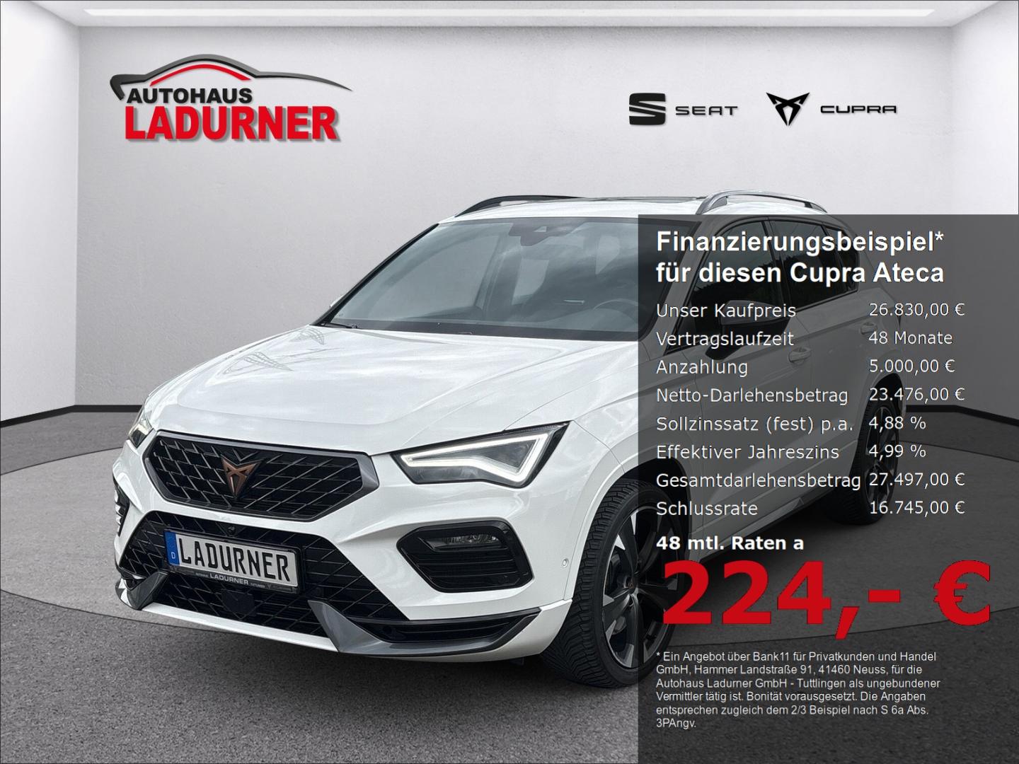 Cupra Ateca 2.0l TSI 4Drive *Navi+TopView+PANO+FullLin