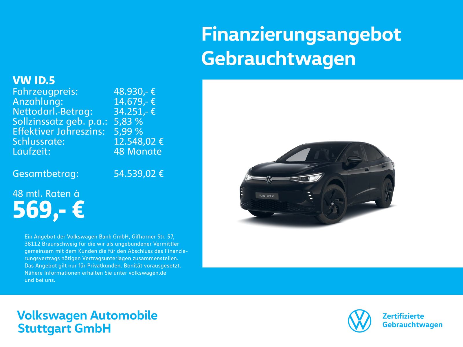 Volkswagen ID.5 GTX Navi Kamera Pano Stdhzg AHK ACC LED SHZ