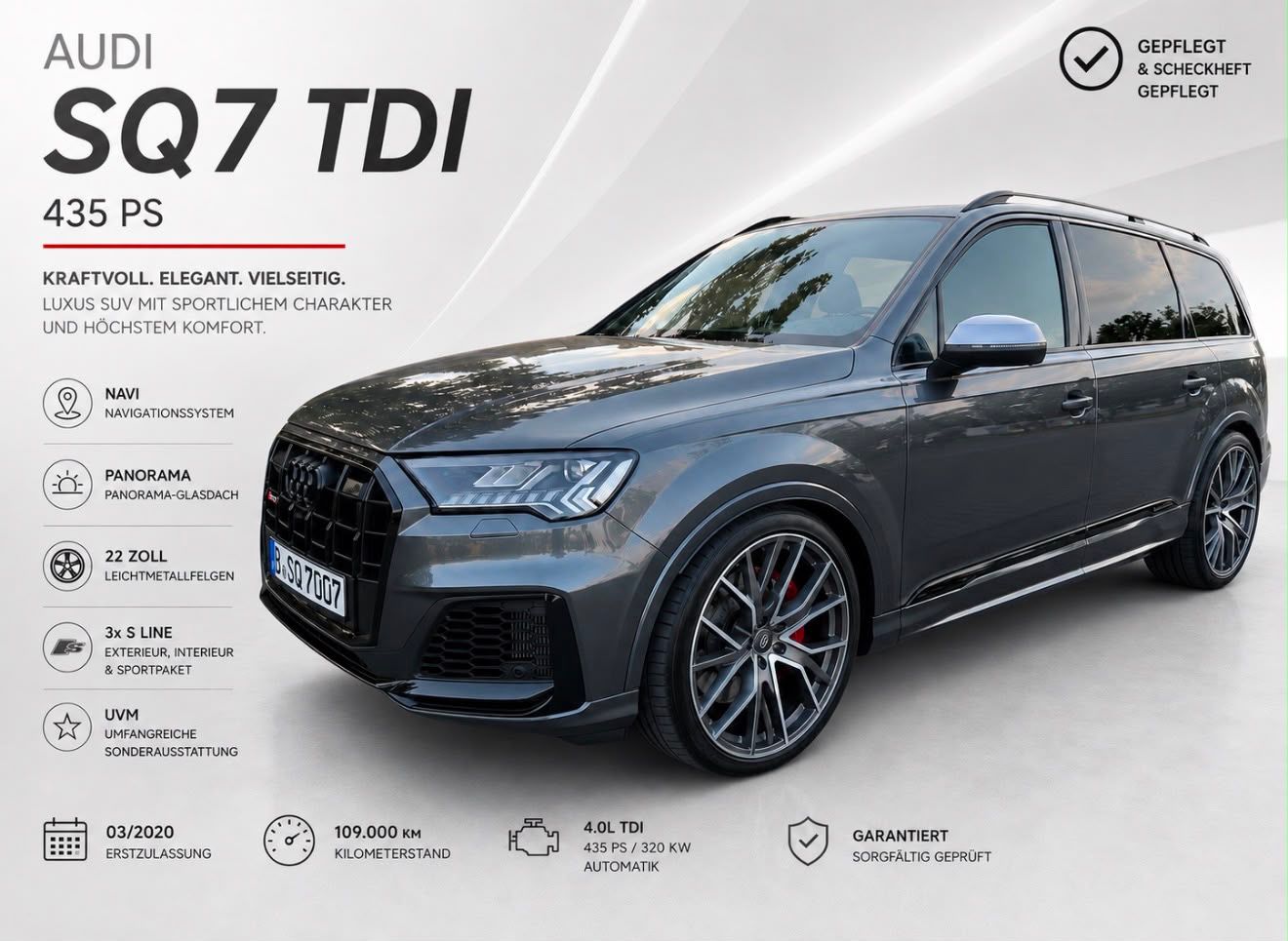 AUDI SQ7 *Navi*AHK*3xSline*22zoll*Standheizung*