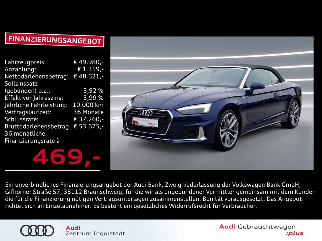 Audi A5 Cabriolet 40 TFSI MATRIX 19" ACC KAM Advanced