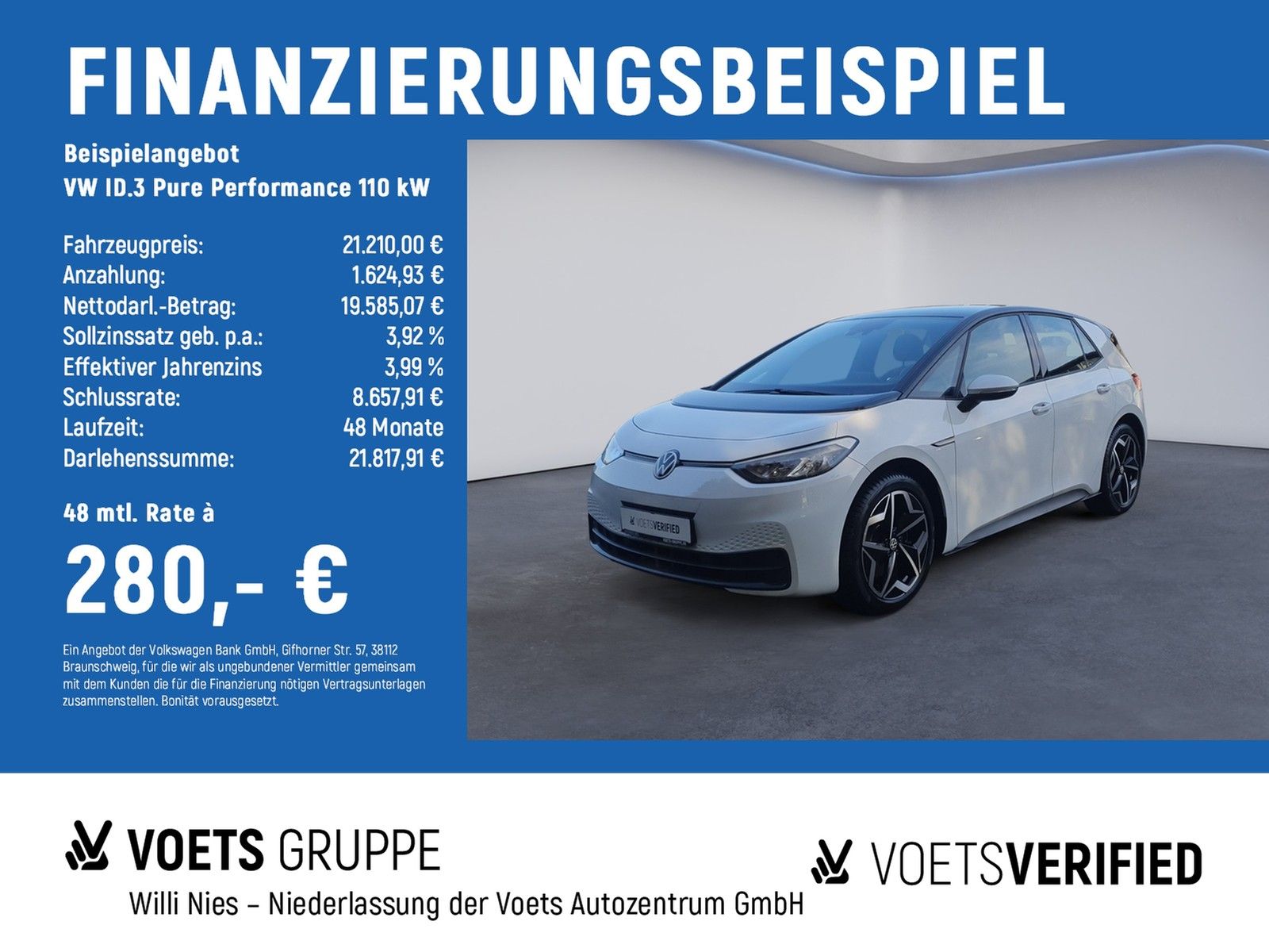 Volkswagen ID.3 Pure Performance 110 kW NAVI+AppConnect+LED
