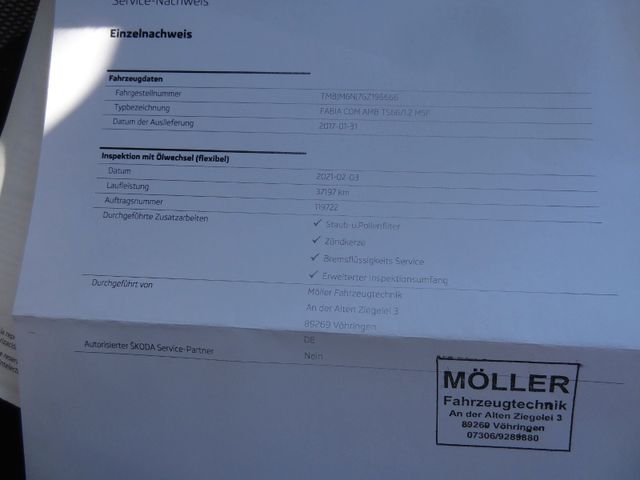 Fahrzeugabbildung Skoda Fabia Combi Ambition/65TKM/1.Hd/PDC/Klima