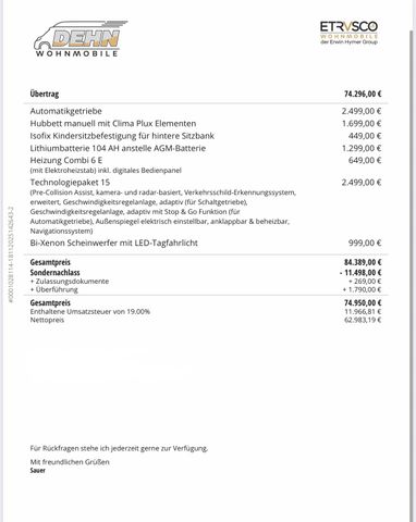 Etrusco T7.3 SF 11.498,00 € Sondernachlass!