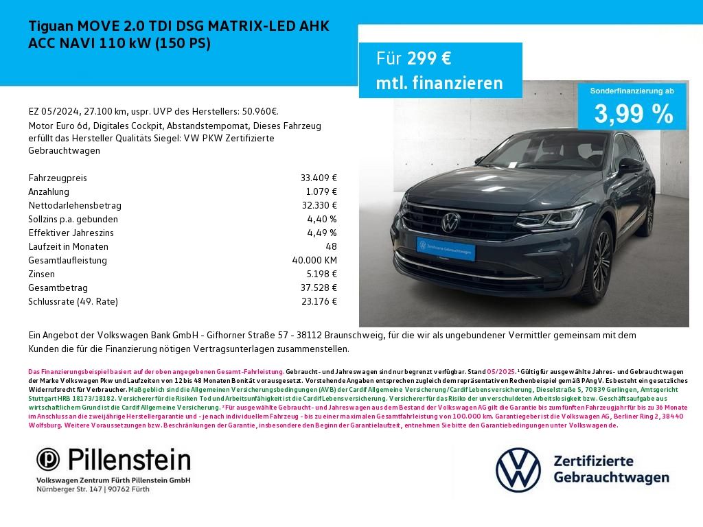 Volkswagen Tiguan MOVE 2.0 TDI DSG MATRIX-LED AHK ACC NAVI