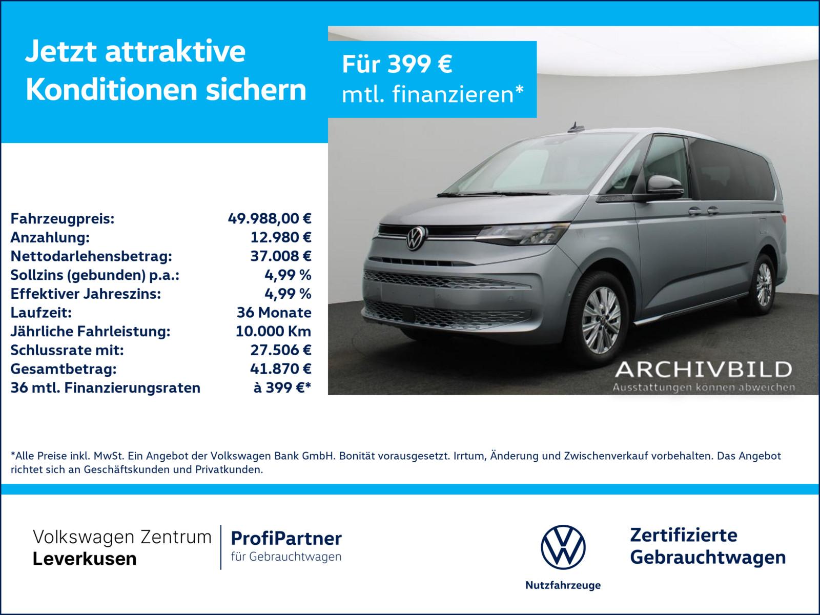 Volkswagen T7 Multivan lang 7-SITZER AHK VIS-A-VIS KAM 360°