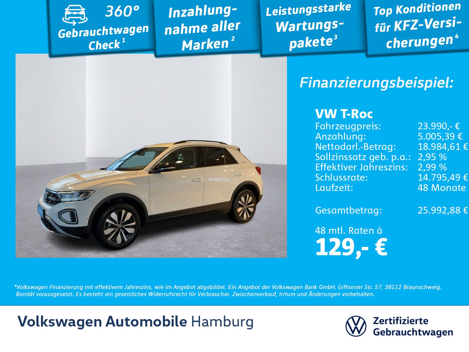 Volkswagen T-Roc 1.0 TSI Goal  Ganzjahresreifen Parklenkass