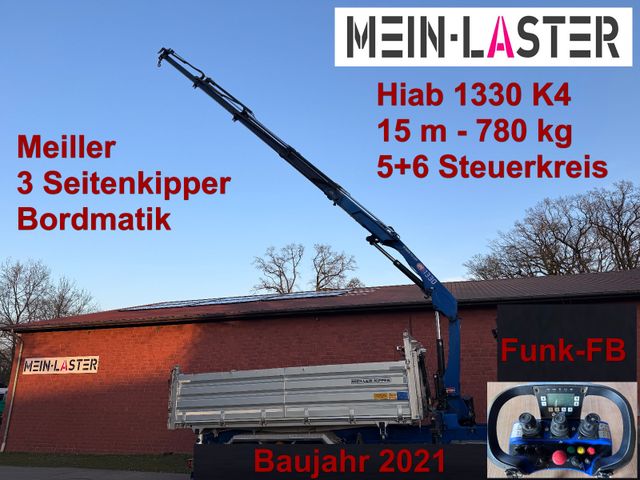 MAN Aufbau Meiller Bordmatik + HMF 1330 K4 15m Funk