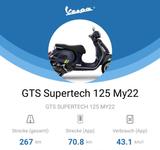 Vespa GTS 125 Super Tech wie neu - nur 267km gelaufen - VESPA GTS 125 SUPER TECH