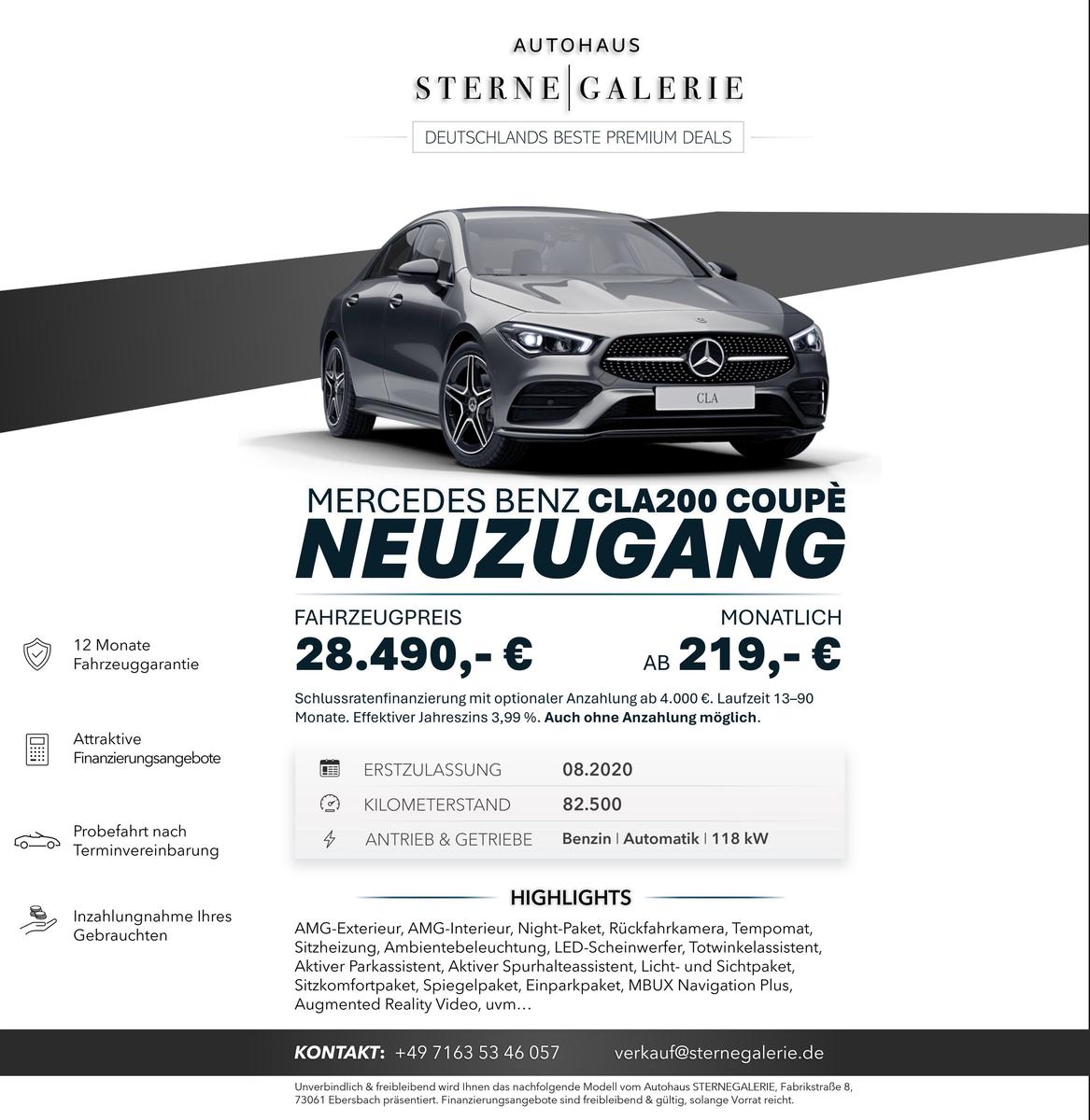 Mercedes-Benz CLA 200 AMG-LINE/NIGHT/TEMPOM/RÜCKFAHR/AMBIENT