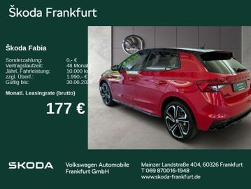 Skoda Leasingangebot: Skoda Fabia Tour 1,0 TSI 70 kW 5-Gang-Schaltgetriebe z
